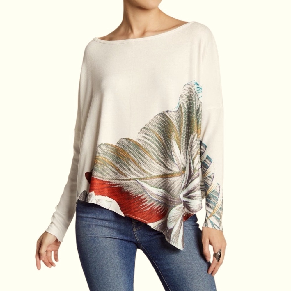 Oversized flowy asymmetrical lightweight sweater M L XL NWOT Go Couture